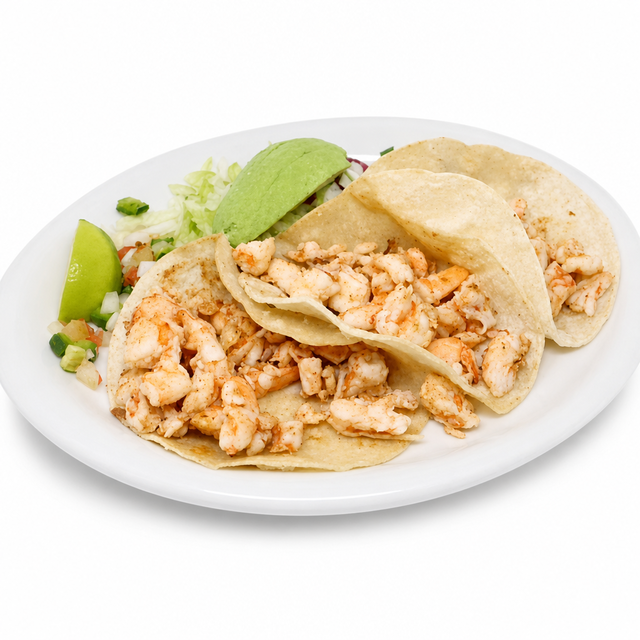 Tacos de Camaron (3) (shrimp).